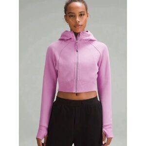 Lululemon Scuba Full Zip Cropped Hoodie in Dahlia Mauve, sz 6